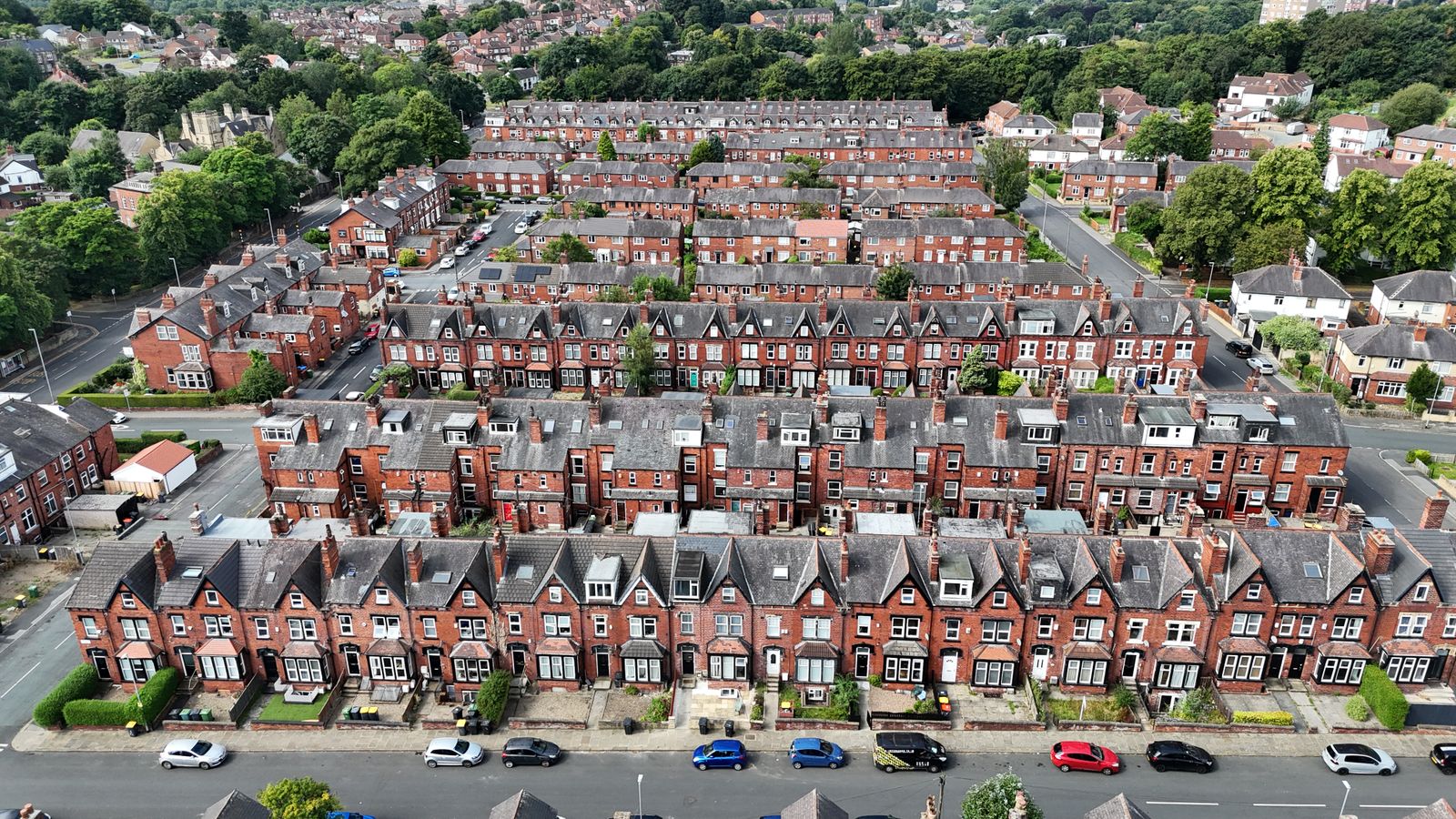 Victorian terraced streets from above