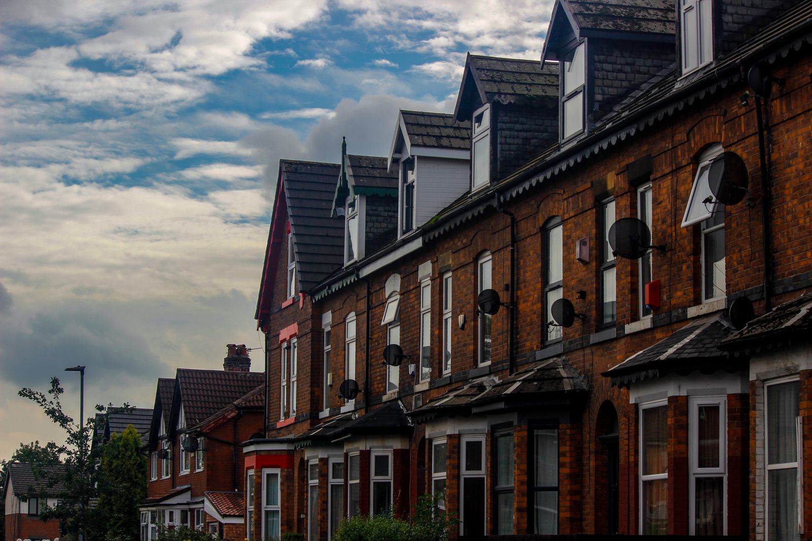 Tiled roofs and dormers on a terrace